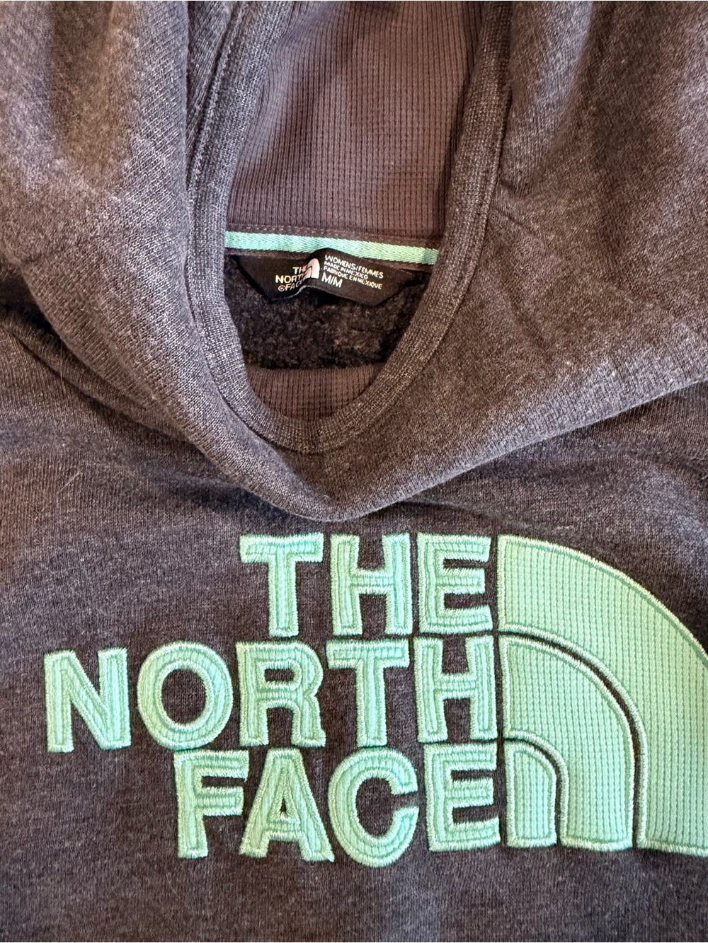 The North Face Sleeveless Hoodie in Charcoal with Mint Logo - Picture 3 of 3